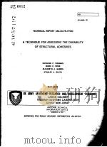 A TECHNIQUE FOR ASSESSING THE DURABILITY OF STRUCTURAL ADHESIVES PDF电子版封面