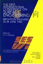 THE FIRST INTERNATIONAL CONFERENCE ON SURFACE ENGINEERING BRIGHTON ENGLAND 25-28 JUNE 1985 VOLUME Ⅰ PDF电子版封面 0853001987 DR I.A.BUCKLOW