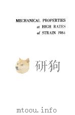 MECHANICAL PROPERTIES AT HIGH RATES OF STRAIN 1984 PDF电子版封面 EDITED BY J HARDING