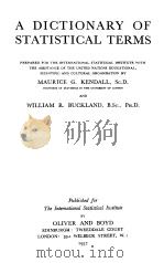 A DICTIONARY OF STATISTICAL TERMS PDF电子版封面 G·KENDALL