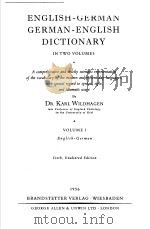 ENGLISH GERMAN GERMAN ENGISH DICTIONARY VOLUME 1 PDF电子版封面