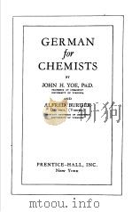 GERMAN FOR CHEMISTS PDF电子版封面 JOHN H·YOE
