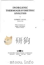 INORGANIC THERMOGRAVIMETRIC ANALYSIS PDF电子版封面 CLEMENT DUVAL