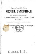 RECUEIL SYNOPTIQUE PDF电子版封面 J·LANJOUW