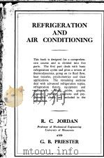 REFRIGERATION AND AIR CONDITIONING PDF电子版封面 RICHARD C·JORDAN GAYLE B·PRIES