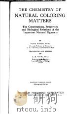 THE CHEMISTRY OF NATURAL COLORING MATTERS PDF电子版封面 FRITZ MAYER PH·D