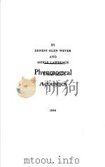 PHYSIOLOGICAL ACOUSTICS PDF电子版封面