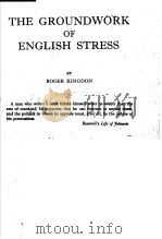 THE GROUNDWORK OF ENGLISH STRESS PDF电子版封面 ROGER KINGDON