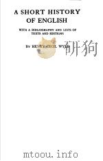 A SHORT HISTORY OF ENGLISH PDF电子版封面