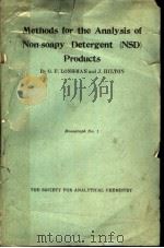 METHODS FOR THE ANALYSIS OF NONSOAPY DETERGENT PDF电子版封面 G·F·LONGMAN