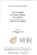 WORTERBUCH DER INDUSTRIELLEN TECHNIK BAND Ⅰ DEUTSCH-ENGLISCH PDF电子版封面