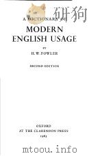 A DICTIONARY OF MODERN ENGLISH USAGE SECOND EDITION PDF电子版封面 H.W.FOWLER