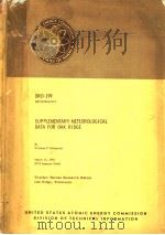 SUPPLEMENTARY METEOROLOGICAL DATA FOR OAK RIDGE PDF电子版封面 WILLIAM F.HILSMEIER