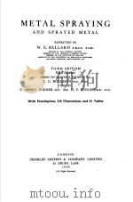 METAL SPRAYING AND SPRAYED METAL THIRD EDITION PDF电子版封面 W.E.BALLARD