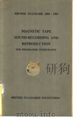 MAGNETIC TAPE SOUND-RECORDING AND REPRODUCTION FOR PROGRAMME INTERCHANGE PDF电子版封面 D.S.