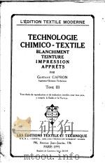 TECHNOLOGIE CHIMICO-TEXTILE TOME Ⅲ PDF电子版封面