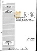COMPARISON OF METHODS OF INTEGRATING THERMAL TRANSPORT EQUATION PDF电子版封面