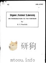 AN INTRODUCTION TO 704 FORTRAN PDF电子版封面