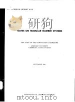 NOTES ON MODULAR NUMBER SYSTEMS PDF电子版封面