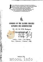 6TH CONGRESS ON THE LEATHER INDUSTRY KONGRESS DER LEDERINDUSTRIE VOL.1（ PDF版）