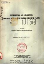 EXPERIMENTAL AND ANALYTICAL INVESTIGATION OF TEMPERATURE SENSITIVE PAINTS PDF电子版封面 H.D.SCHULTZ