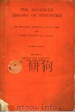 THE ADVANCED THEORY OF STATISTICS VOLUME 3 DESIGN AND ANALYSIS,AND TIME-SERIES THIRD EDITION PDF电子版封面 0852642393