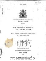 HIGH FREQUENCY PROPERTIES OF A UNIFORM PLASMA PDF电子版封面 J.RANDLES