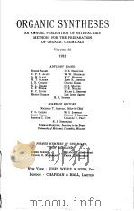 ORGANIC SYNTHESES VOLUME 32 PDF电子版封面