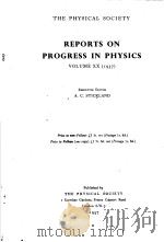 REPORTS ON PROGRESS IN PHYSICS VOLUME 20 PDF电子版封面 A.C.STICKLAND