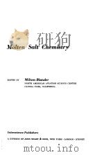 MOLTEN SALT CHEMISTRY PDF电子版封面 MILION BLANDER