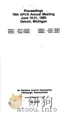 PROCEEDINGS 78TH APCA ANNUAL MEETING VOL.1 PDF电子版封面