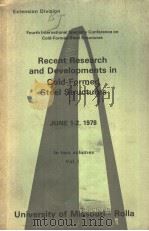 RECENT RESEARCH AND DEVELOPMENTS IN COLD-FORMED STEEL STRUCTURES VOLUME Ⅰ PDF电子版封面