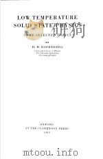 LOW TEMPERATURE SOLID STATE PHYSICS SOME SELECTED TOPICS（ PDF版）