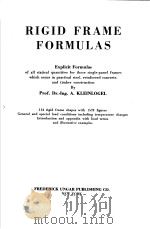 RIGID FRAME FORMULAS PDF电子版封面 A.KLEINLOGEL