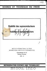 STABILITE DES SUPRACONDUCTEURS STABILITY OF SUPERCONDUCTORS PDF电子版封面