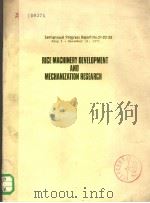 RICE MACHINERY DEVELOPMENT AND MECHANIZATION RESEARCH PDF电子版封面