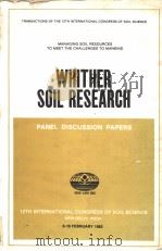 WHITHER SOIL RESEARCH PDF电子版封面