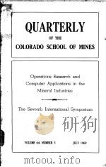 QUARTERLY OF THE COLORADO SCHOOL OF MINES OPERATIONS RESEARCH AND COMPUTER APPLICATIONS IN THE MINER PDF电子版封面