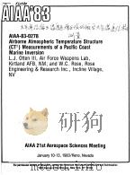 AIBORNE ATMOSPHERIC TEMPERATURE STRUCTURE (CT2) MEASUREMENTS OF A PACIFIC COAST MARINE INVERSION PDF电子版封面 L.J.OTTEN III W.C.ROSE