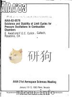 EXISTENCE AND STABILITY OF LIMIT CYCLES FOR PRESSURE OSCILLATIONS IN COMBUSTION CHAMBERS   1983  PDF电子版封面     