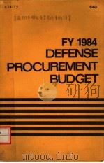 FY 1984 DEFENSE PROCUREMENT BUDGET PDF电子版封面