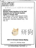 MONOTONE IMPLICIT ALGORITHMS FOR THE SMALL DISTURBANCE AND FULL POTENTIAL EQUATIONS APPLIED TO TRANS PDF电子版封面
