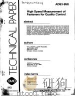 HIGH SPEED MEASUREMENT OF FASTENERS FOR QUALITY CONTROL（ PDF版）