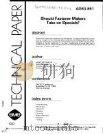 SHOULD FASTENER MAKERS TAKE ON SPECIALS? PDF电子版封面
