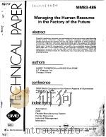 MANAGING THE HUMAN RESOURCE IN THE FACTORY OF THE FUTURE PDF电子版封面