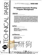 SUCCESSFUL AUTOMATIC RIVETING PROGRAM MANAGEMENT PDF电子版封面
