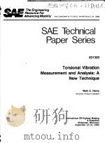 SAE TECHNICAL PAPER SERIES 831320 TORSIONAL VIBRATION MEASUREMENT AND ANALYSIS:A NEW TECHNIQUE（ PDF版）
