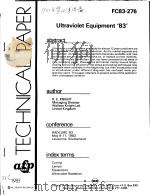 TECHNICAL PAPER FC83-276 ULTRAVIOLET EQUIPMENT'83 PDF电子版封面