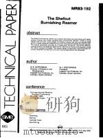 TECHNICAL PAPER MR83-192 THE SHEFCUT BURNISHING REAMER PDF电子版封面