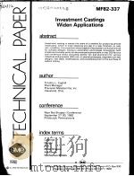 TECHNICAL PAPER MF82-337 INVESTMENT CASTINGS WIDEN APPLICATIONS（ PDF版）